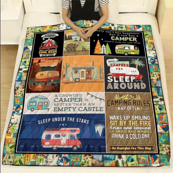 Camping Rules Fleece Blanket Sherpa Blanket