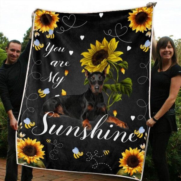 Sunflower Dobermann Fleece Blanket Sherpa Blanket