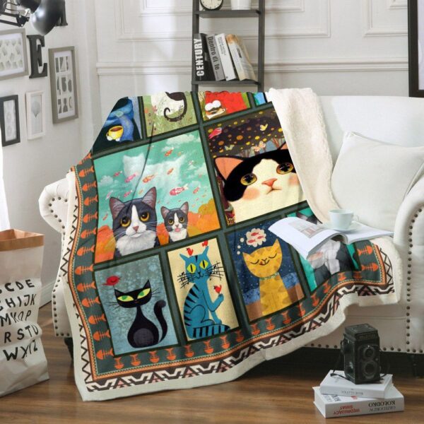 Cat Fleece Blanket Sherpa Blanket