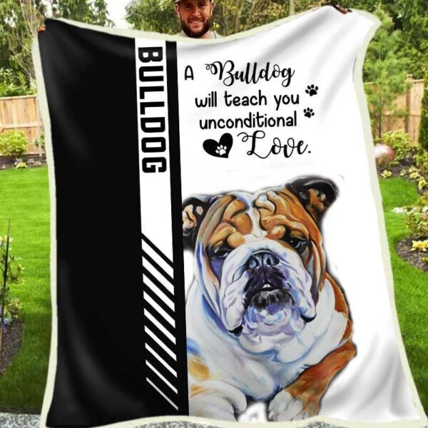 Bulldog Fleece Blanket Sherpa Blanket