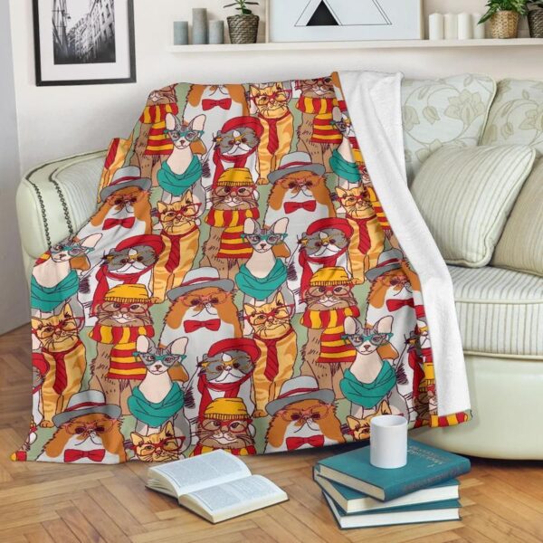 Hipster Cats Fleece Blanket Sherpa Blanket