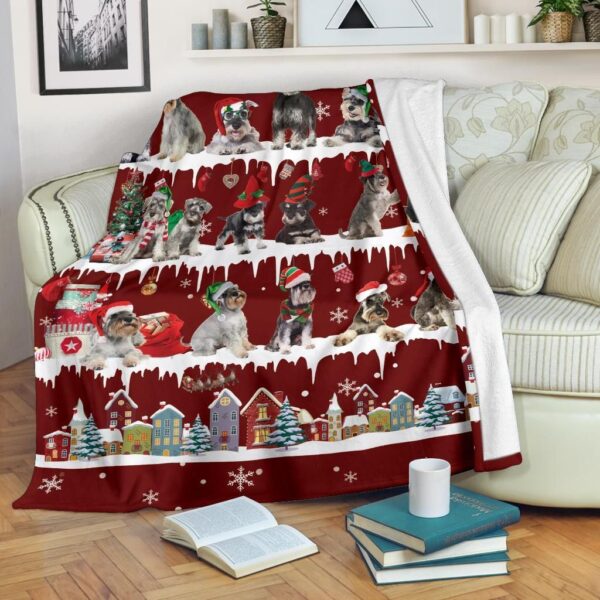 Schnauzer Snow Christmas Fleece Blanket Sherpa Blanket