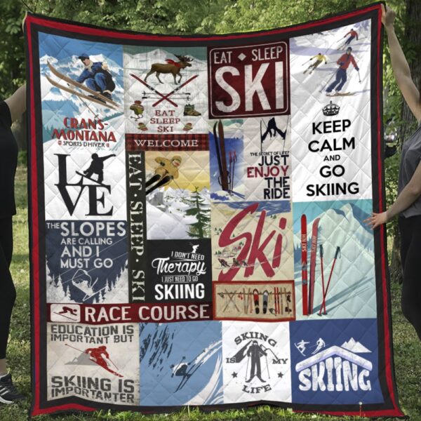 Skiing Race Course 3D Fleece Blanket Sherpa Blanket