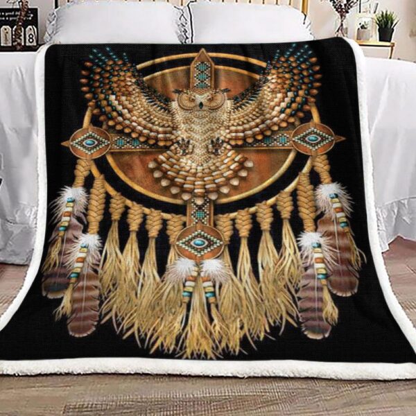 Native American Owl Fleece Blanket Sherpa Blanket