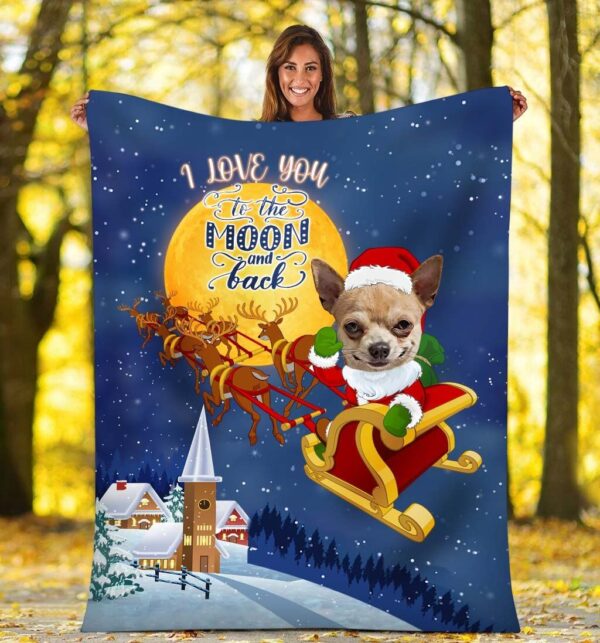 CHIHUAHUA I LOVE YOU TO MOON AND BACK Fleece Blanket Sherpa Blanket