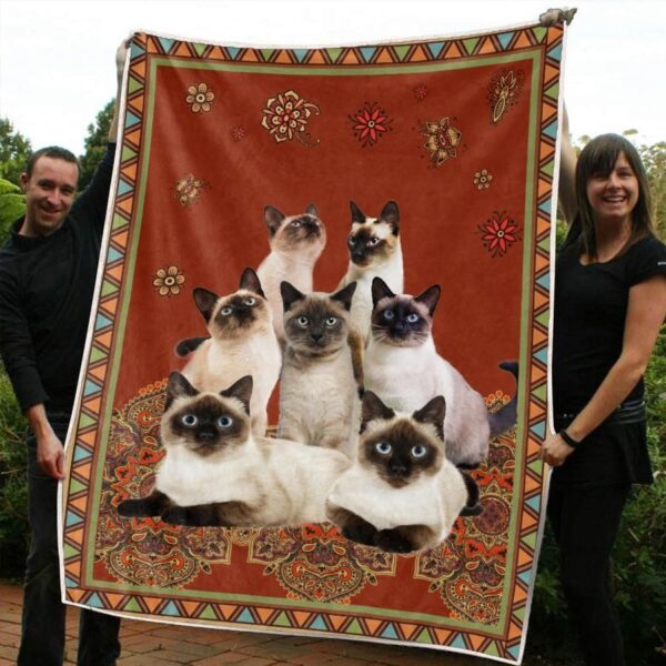 Siamese Cat Fleece Blanket Sherpa Blanket