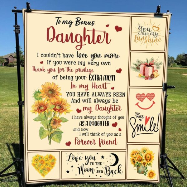 Bonus Daughter Will Think Of You As A Forever Friend Fleece Blanket Sherpa Blanket