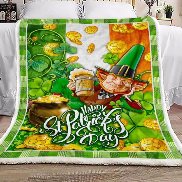Happy St Patricks Day Irish Fleece Blanket Sherpa Blanket