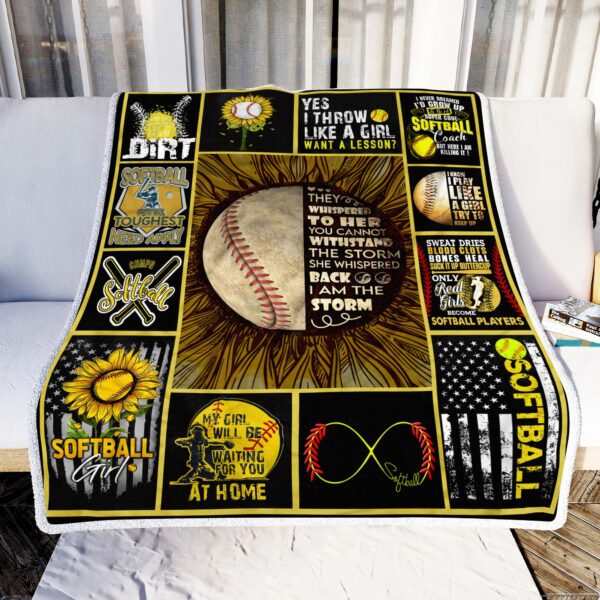 I Am The Storm Softball Fleece Blanket Sherpa Blanket