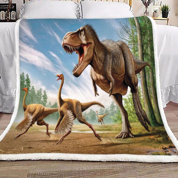 T Rex Hunting Time Fleece Blanket Sherpa Blanket