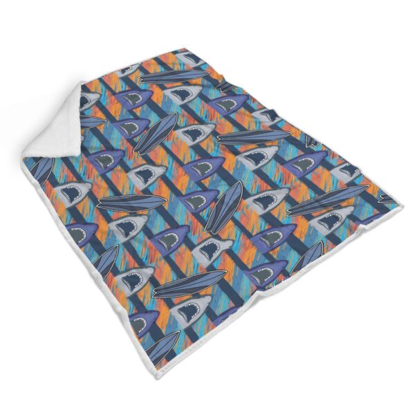 Blue Shark Pattern Fleece Blanket Sherpa Blanket