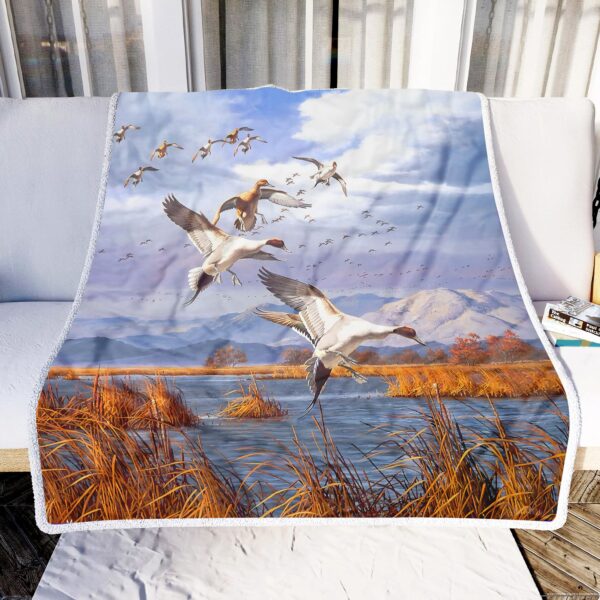 Flock Of Flying Geese In Summer Fleece Blanket Sherpa Blanket