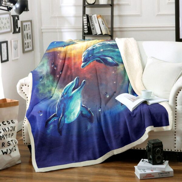 Dolphin Art Fleece Blanket Sherpa Blanket