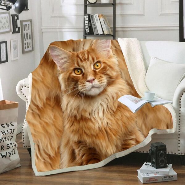 Maine Coon Cat Fleece Blanket Sherpa Blanket