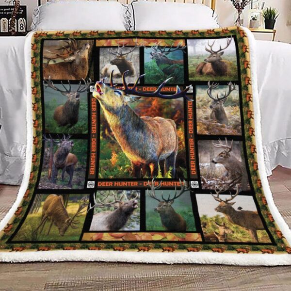 Hunting Beautiful Deer Camo Fleece Blanket Sherpa Blanket