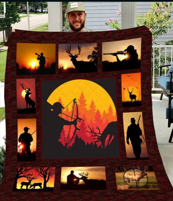 Sunset Hunting Fleece Blanket Sherpa Blanket
