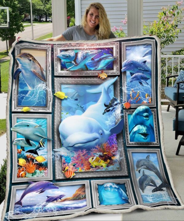 Sea Dolphin Fleece Blanket Sherpa Blanket