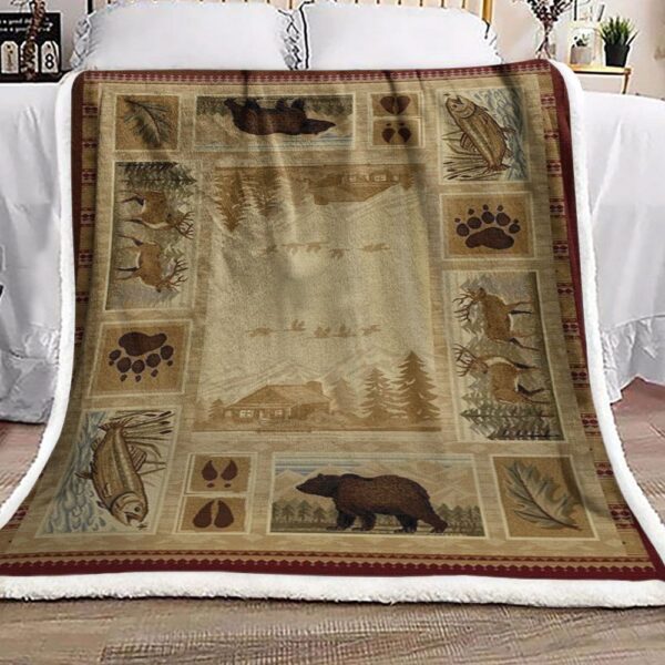Native American Hunting Fleece Blanket Sherpa Blanket