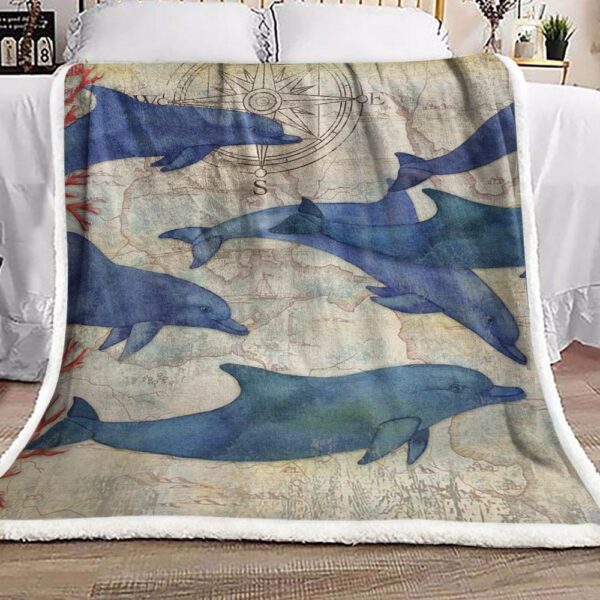 Discovery Dolphins Fleece Blanket Sherpa Blanket