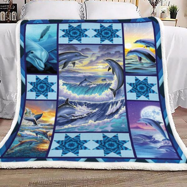 Dolphin Artwork Collection Fleece Blanket Sherpa Blanket