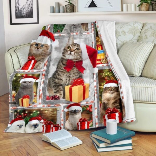Christmas Cat Fleece Blanket Sherpa Blanket