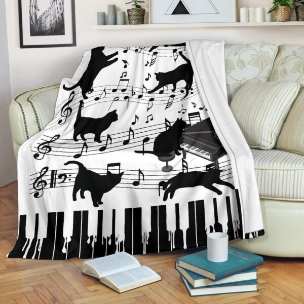 Piano Cat Fleece Blanket Sherpa Blanket