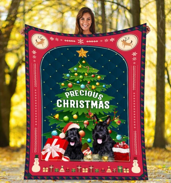 Scottish Terrier Under Christmas Tree Fleece Blanket Sherpa Blanket