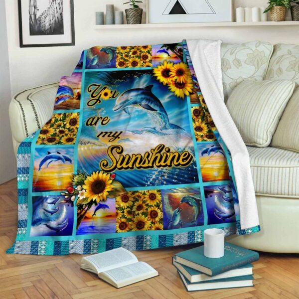 Dolphin Sunflower Fleece Blanket Sherpa Blanket
