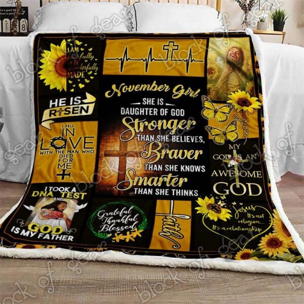 November Girl Daughter Of God Fleece Blanket Sherpa Blanket