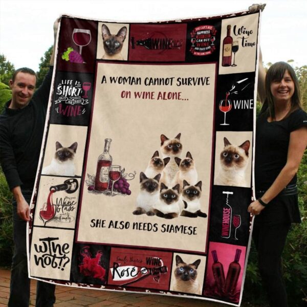 Siamese Cat Fleece Blanket Sherpa Blanket