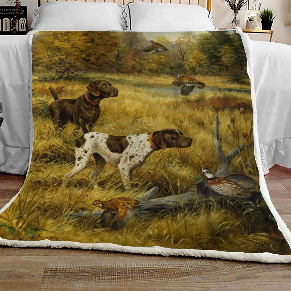 German Shorthaired Pointer Hunting Fleece Blanket Sherpa Blanket The Daisy Shop
