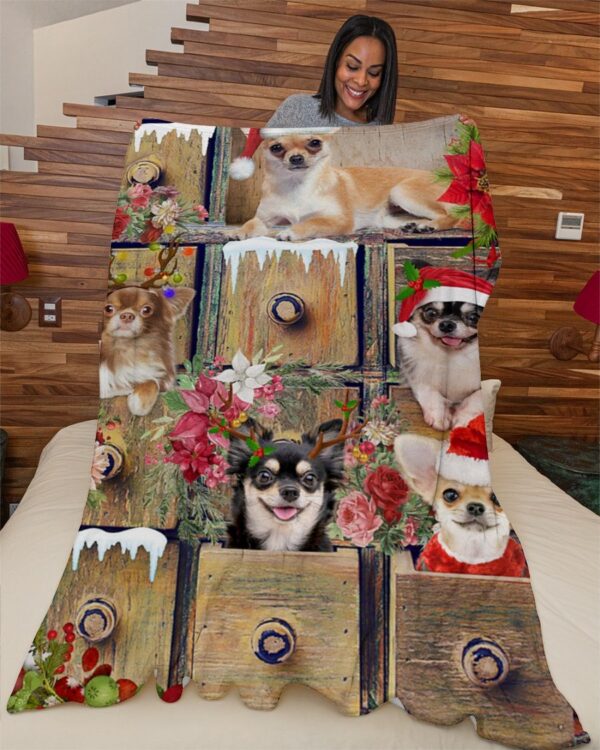 Chihuahua Hello Christmas Fleece Blanket Sherpa Blanket