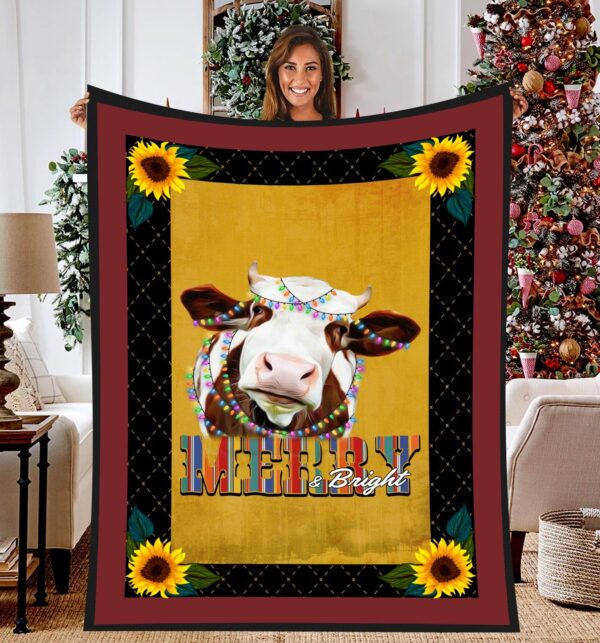 Cow Christmas Fleece Blanket Sherpa Blanket
