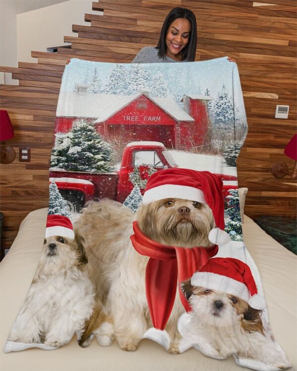 Shih Tzu Christmas Fleece Blanket Sherpa Blanket