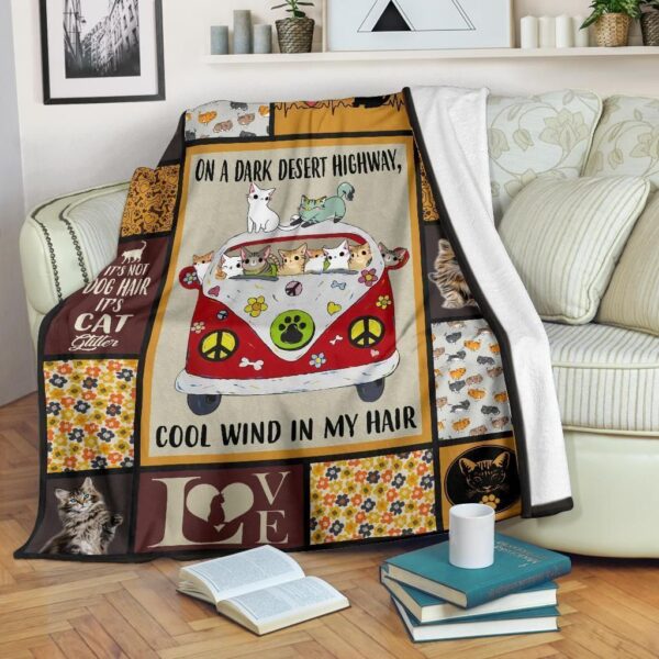 Hippie Cat Fleece Blanket Sherpa Blanket