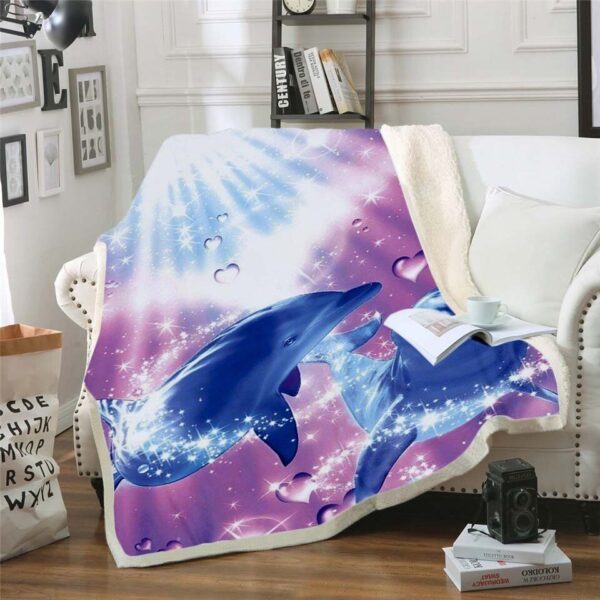 Cute Dolphin Fleece Blanket Sherpa Blanket