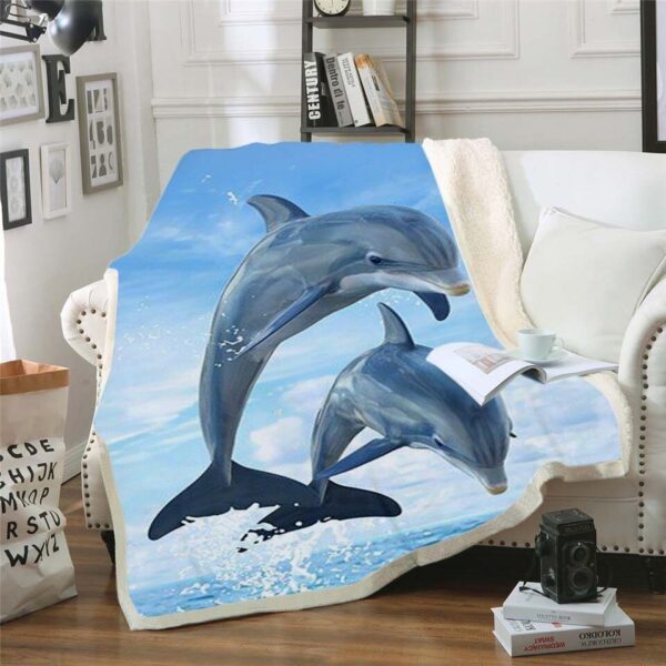 Cute Dolphin Fleece Blanket Sherpa Blanket