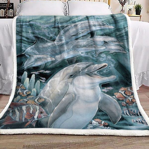 Dolphin Family Fleece Blanket Sherpa Blanket