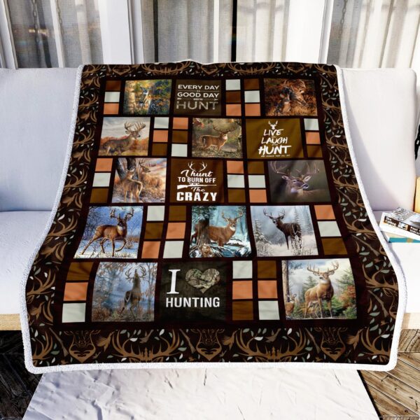Hunting Deer Fleece Blanket Sherpa Blanket