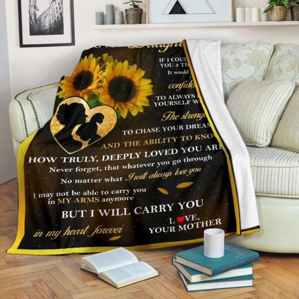 Daughter I Will Carry You In My Heart Fleece Blanket Sherpa Blanket