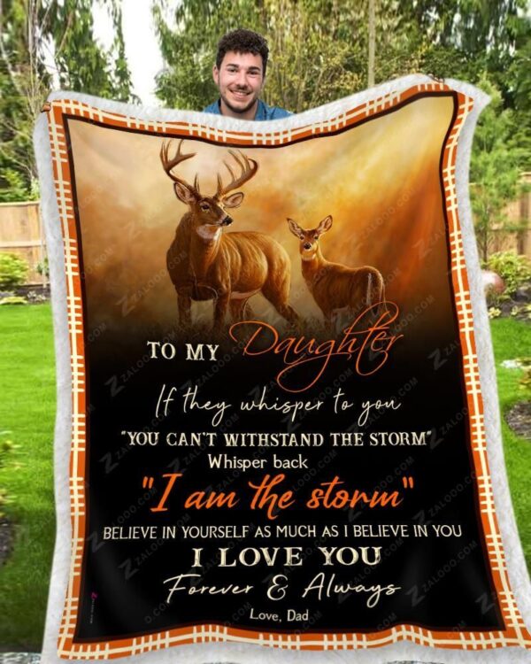 Deer To My Daughter I Love You Dad Fleece Blanket Sherpa Blanket