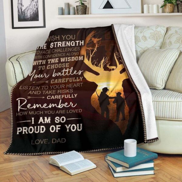 Hunting To My Son Fleece Blanket Sherpa Blanket