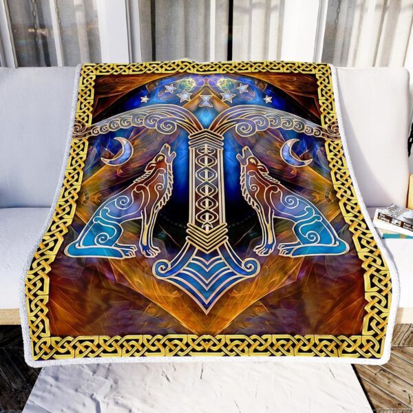 Hunting Wolf Celtic Fleece Blanket Sherpa Blanket