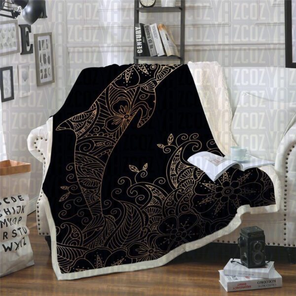 Golden Dolphin Fleece Blanket Sherpa Blanket