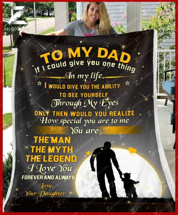 Dad Daughter The Man The Myth The Legend Yellow Fleece Blanket Sherpa Blanket