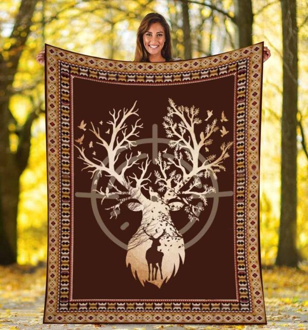 HUNTING DEER Fleece Blanket Sherpa Blanket
