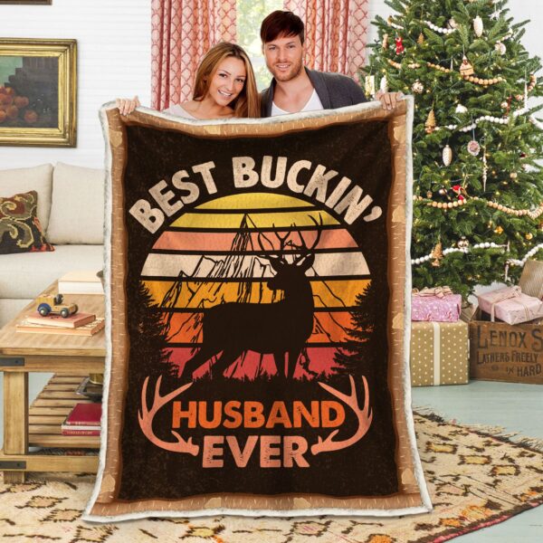Deer Hunting Husband Fleece Blanket Sherpa Blanket