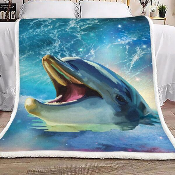 Dolphin Galaxy Ocean Fleece Blanket Sherpa Blanket