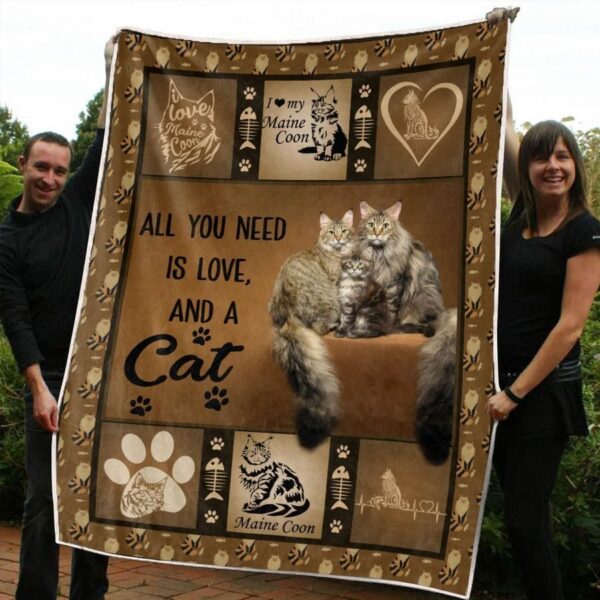 Maine Coon Cat Fleece Blanket Sherpa Blanket