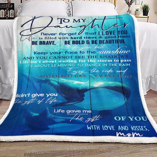 Dolphin To My Daughter Kisses Mom Fleece Blanket Sherpa Blanket